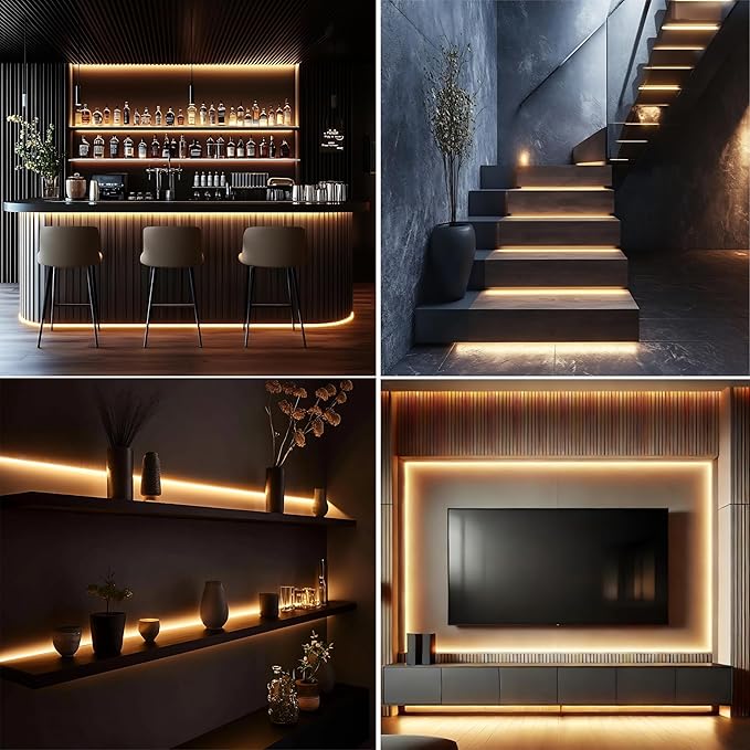 FluFlux 2700K COB LED Strip Lights, 24Volt Premium Flexible Tape Light with Strong 3M VHB Adhesive, CRI 95, UL Listed, Cuttable, Dimmable, 5W/FT for Bedroom, Kitchen, Cabinet (NO Power Supply)