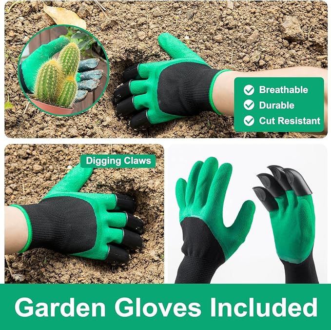 Garden Tool Set for Women, 12pcs Heavy Duty Gardening Tools, Cute Gardening Supplies Gifts for Women Mom, Garden Hand Tools with Fashion Organizer Handbag, Garden Tools for Gardening, Planting, Green