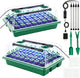Seed Starter Tray with Timed Grow Light, 2 Pack 80 Cells Plant Starter Tray Seedling Starter Kit with Humidity Domes Base Indoor Mini Greenhouse Plant Germination Trays for Seeds Growing Starting
