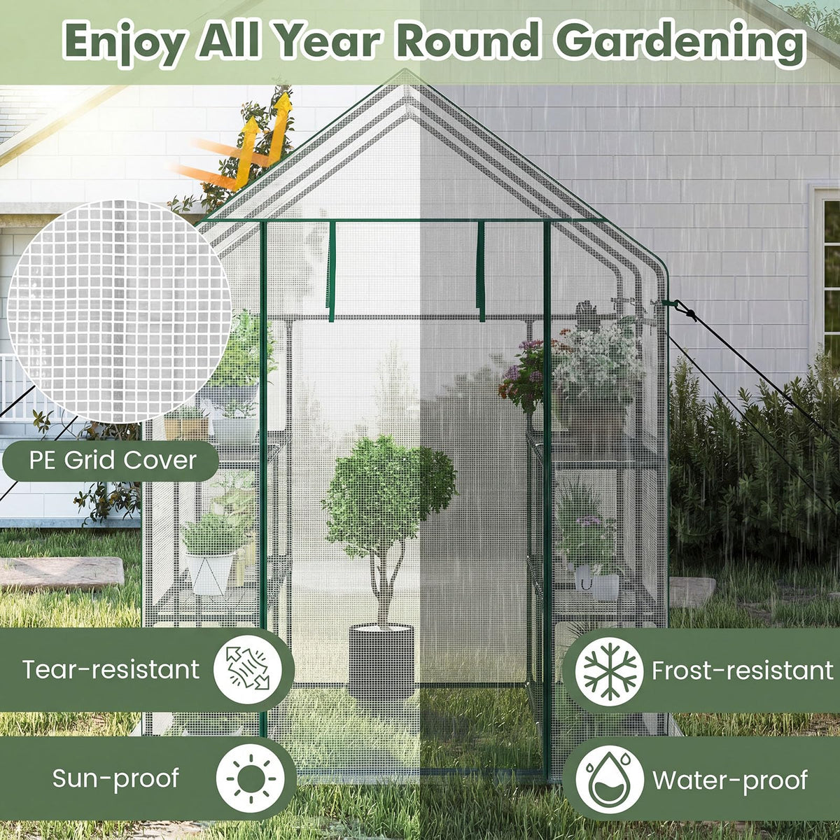 Happygrill Greenhouses for Outdoors, Portable Greenhouse with PE Cover