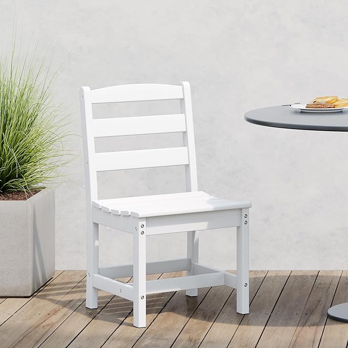 WestinTrends Ashore Outdoor HDPE Patio Classic Armless Dining Side Chair, White