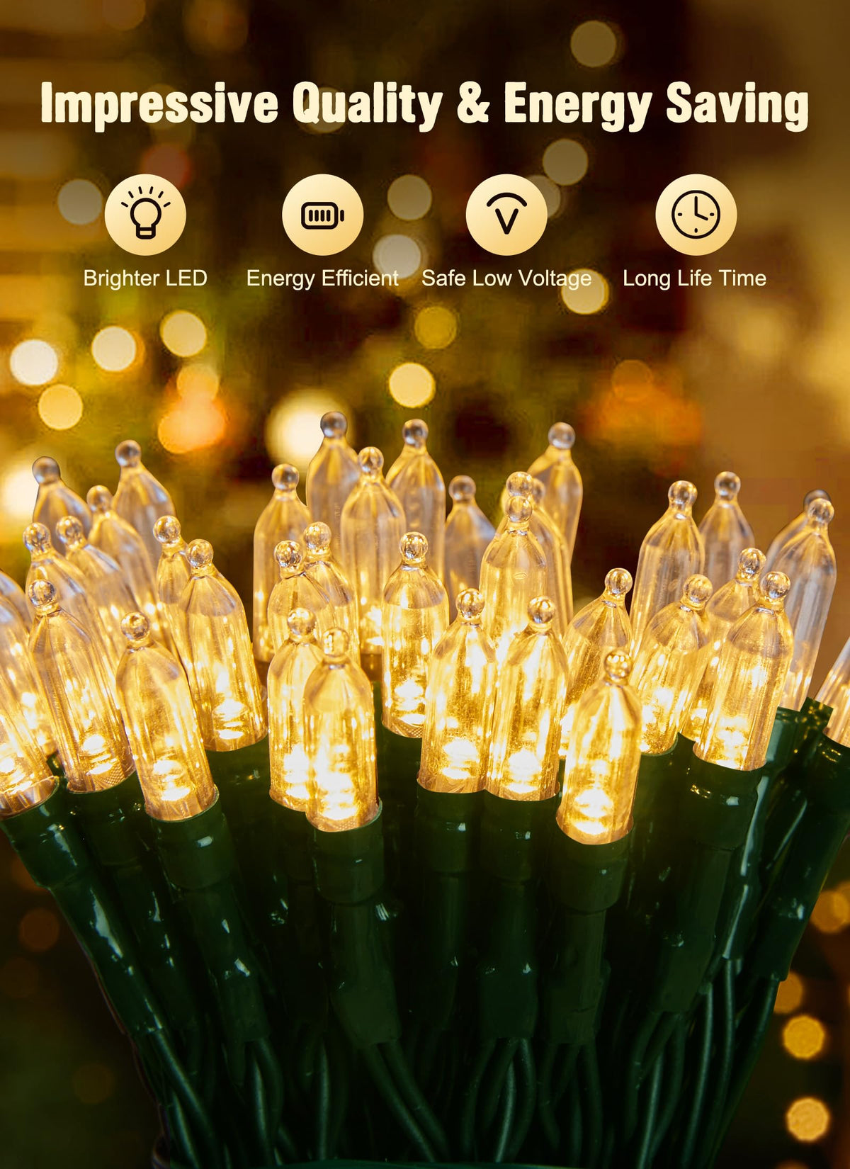 Brightown Warm White Battery 4 Pack Operated Christmas String Lights