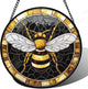 AMDERVEN Stained Glass Window Hanging - Black Gold Bee White Wings Sun Catcher for Door Home Decor Insect Suncatcher Christmas Mother's Day Birthday Gifts for Women Men Lovers Mom Nana 11.8 in