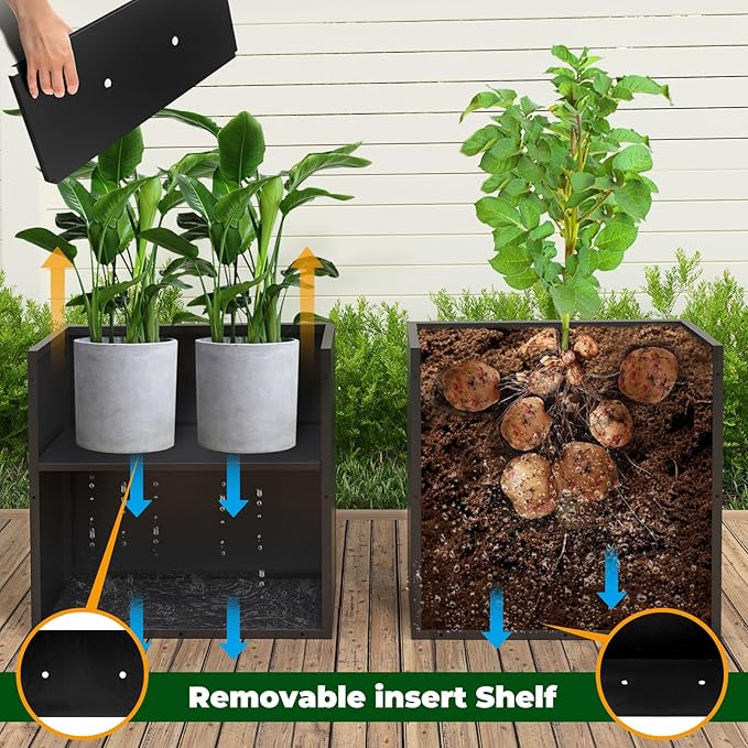 GZLVSOW Black Steel Metallic Heavy Planter 30" x 12" x 24" for Outdoor Plants Metal Long Outdoor Planter Spliced Flower Box with Partitions for Outside,Indoor,Garden (Black, 30 * 12 * 24)