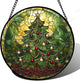 Stained Glass Window Hanging - Retro Green Christmas Tree Suncatcher for Doors Home Christmas Decoration Sun Catcher Thanksgiving New Year Birthday Gifts for Women Men Mom Nana 6.3 in