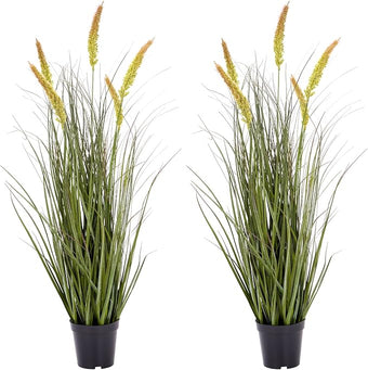 Ttranewsoo Green Onions Fake Plants,Artificial Plants Indoor, Fake Grass Decor Green Plant Fake Outdoor Flowers Fake Succulents,Artificial Tall Grass Plants with Pots House Decorative(36“ 2 Pack)