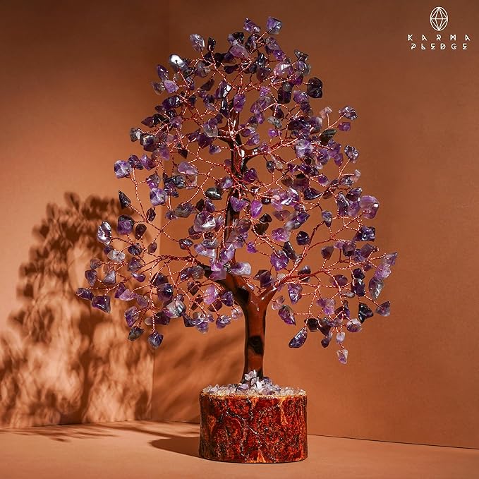 Crystal Tree of Life Amethyst Healing Crystal Trees for Home & Office Decoration, Handmade Crystal Money Bonsai Trees for Positive Energy, Good Luck, Christmas Decor, Birthday Gifts for Women, Mom