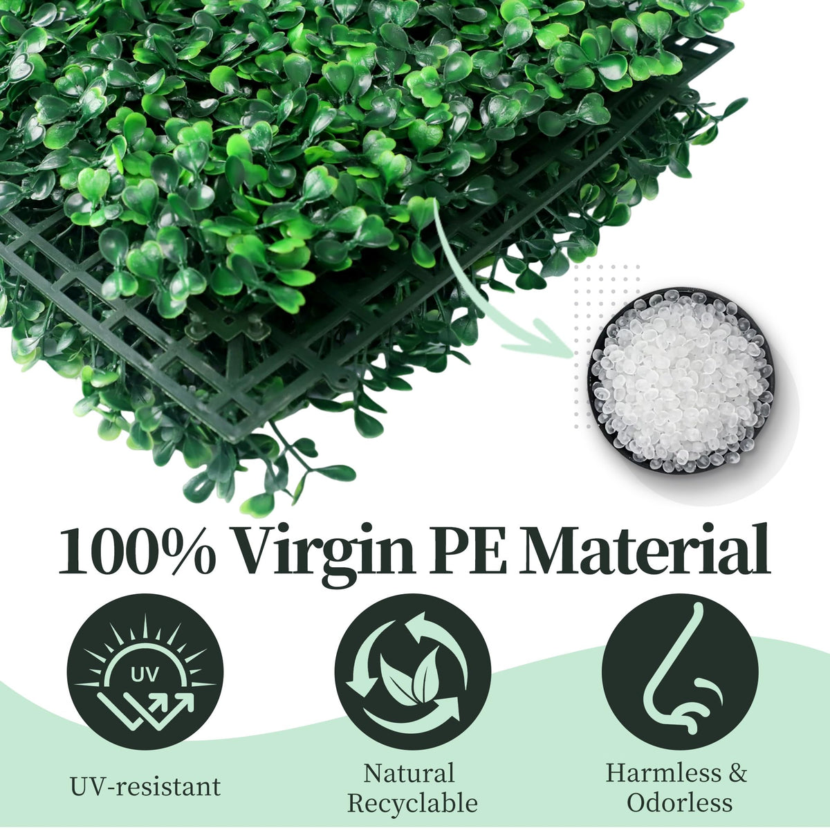 Artificial Grass Wall Panel 16Pcs 10x10in Boxwood Foliage Hedge Panels