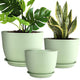 YNNICO Plant Pots 12/10/9 inch Set of 3, Flower Pots with Multi Mesh Drainage Holes, Large Planters for Indoor Outdoor Garden Plants and Flowers. (Green)
