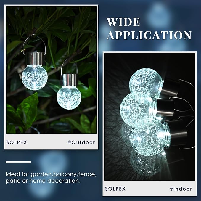 Solpex 12 Pack Hanging Solar Lights Outdoor,Solar Outdoor Lights Decorative, Solar Powered Waterproof Lights, Hanging Globe Light for Garden, Yard, Patio, Lawn, Flower Bed(Cold White)