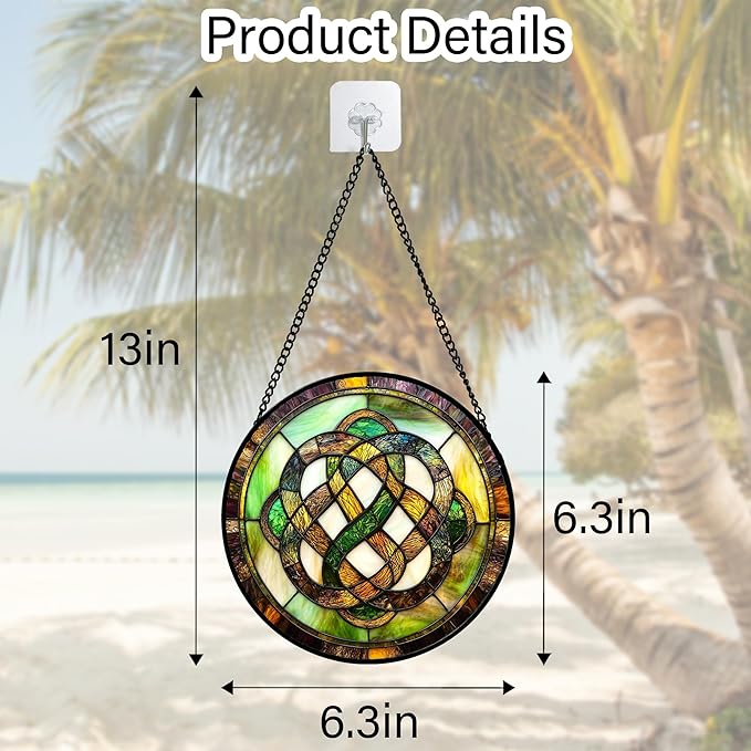 Stained Glass Window Hanging, Tiffany Abstract Totem Sun Catchers Colorful Glass Panel Bless Suncatcher Decor for Birthday for Women, Men, Wife, Aunt, and Mom 6.3 in