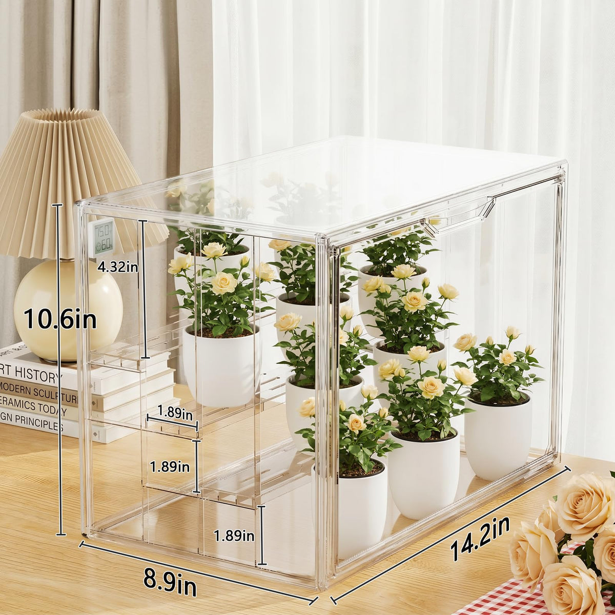 Clear Mini Indoor Greenhouse, with Hygrometer and Grow Light, 2-Pack