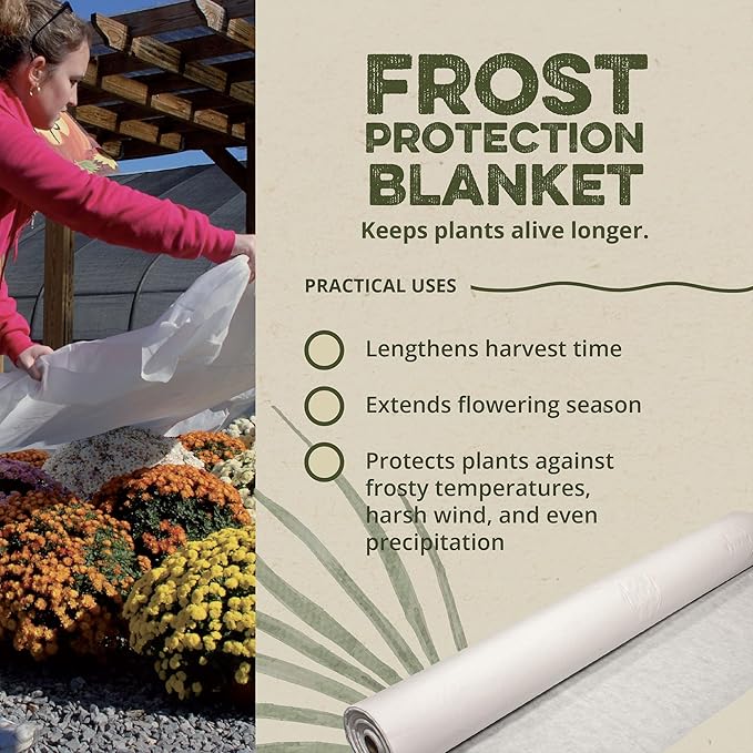 Dewitt 3-Pack N-Sulate Plant Cover Fabric 1.5 oz, 12 x 250 Feet – Frost Cloth Blanket for Vegetables, Flowers, Fruit Trees, Tomatoes, Raised Garden Beds, and Outdoor Winter Freeze Protection