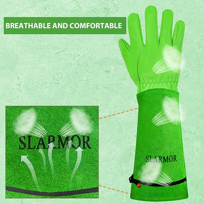 SLARMOR Long Gardening-Gloves Women/Men-Thorn proof Rose Pruning Heavy Duty Gauntlet, Best Garden Gifts for Gardener-XS