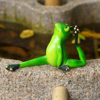 AshyAtom 6.7''(L) Yoga Frog Garden Statue Outdoor Decor