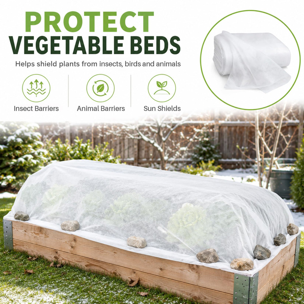 MAQIHAN Plant Covers Freeze Protection - 4.9ft x 16ft Frost Cloth for Plant