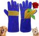 HANDLANDY Animal Handling Gloves, Falconry Cat Glove Bite Proof, Thorn Proof Rose Pruning Gardening Gauntlets (Royal blue, 14 Inches)