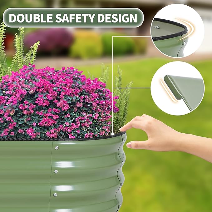 1MORE Galvanized Raised Garden Bed- Planter Garden Boxes Outdoor, Raised Beds for Gardening, 4x2x1ft Metal Garden Bed Kit for Vegetables Flower, Planter Raised Beds with Tools.Green-2pack