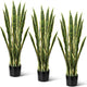 Crowye 3 Pack 3.15 Ft Tall Artificial Snake Plant Faux Sansevieria Plant Large Fake Snake Bulk in Pot for Home Office Housewarming Gift
