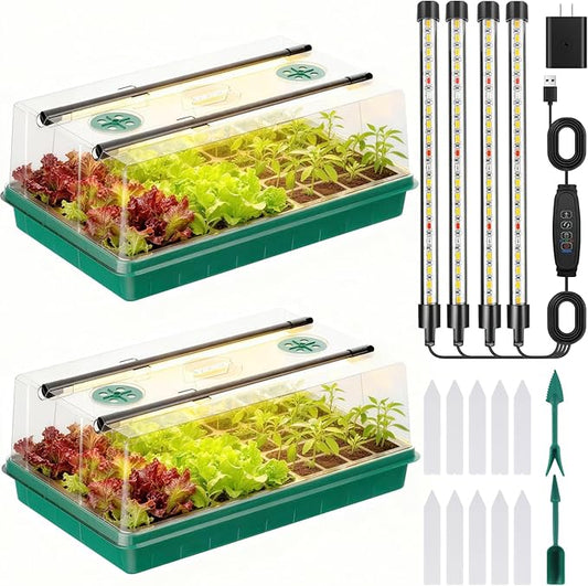 120 Cells Seed Starter Trays with Grow Lights, Color Change Grow Lights for Seed Starting Kit, 3 Timming Set, Indoor Plant Growing Kit for Gardeners, Germination Trays Kits, Gardening Gifts