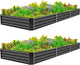 Land Guard 12×4×1ft Galvanized Raised Garden Bed Kit for Vegetables 2 Pack, Galvanized Super Large Metal Planter Raised Garden Boxes Outdoor (Gray)
