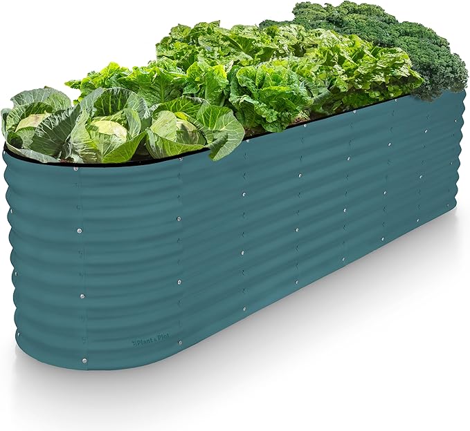 Galvanized Raised Garden Beds Outdoor // 8×2×2 ft Planter Raised Beds for Gardening, Vegetables, Flowers (Turquoise) // Large Metal Garden Box // Patented Tool-Free Design