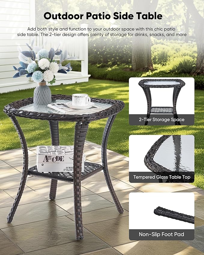 HUMMUH Wicker Patio Furniture Set 6inch Thick Cushion Deep Seat Outdoor Swivel Rocker Patio Chairs Set of 2 with Ottomans Conversation Set for Porch Garden Deck