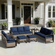 Outdoor Patio Swivel Rocker Chairs, 7 Pieces Wicker Furniture Set, 2 Swivel Rocking Chairs, 2 Sofa 2 Ottoman and 1 Table, Wide Armrest, Thick Cushions and Deep Seating for Garden, Backyard, Porch
