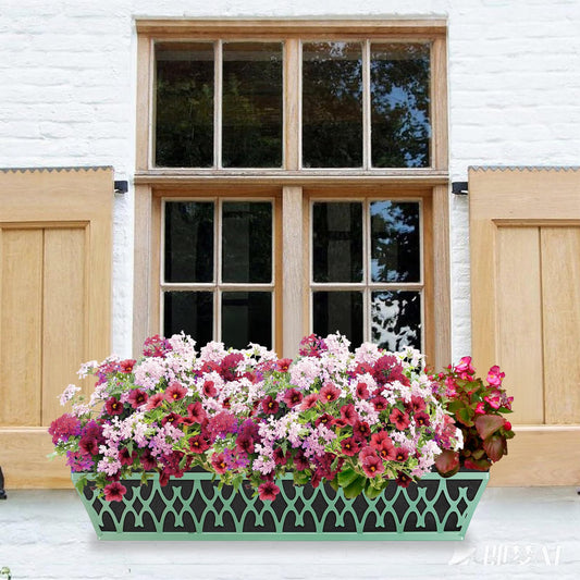 Karlliu 4 Pack 30 Inch Window Boxes Planters Railing Planter Box with Adjustable Brackets & Non-Woven Fabric Plant Grow Bags Deck Railing Planter Boxes Balcony Hanging Flower Box for Outdoor Plants