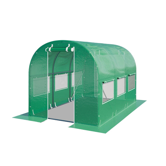 TOOLPORT 6.5x10 ft Tunnel Greenhouse, 180g PE Cover, Green Transparent