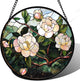 AMDERVEN Stained Glass Suncatcher, Light Pink Flowers Green Leaf Sun Catcher Plant Stain Glass Window Hanging Decoration Mother's Day Birthday Gifts for Women Men Mom Nana 11.8 in