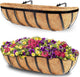 Y&M 24in Window Planter Box 2Pcs Iron Window Deck Railing Fence Planter with Coco Liner for Outdoor Balcony Rail Fence Porch Patio
