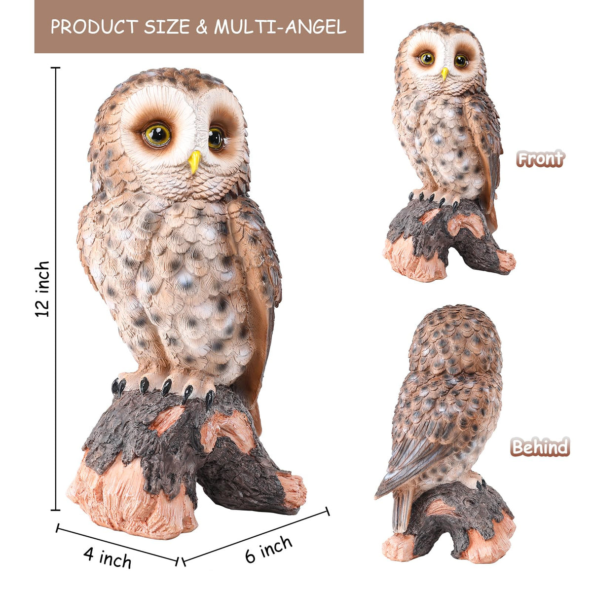 Owl Statue Outdoor, Resin Owl Garden Statues Owls Figurines Yard Decoration