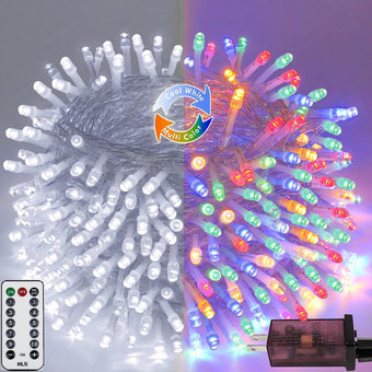 200 LED Connectable String Lights with Remote, Cool White to Multicolor