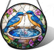 Stained Glass Window Hanging, 2 Blue Birds Suncatcher Diamond Glass Panel Hangings Bird Lover Sun Catchers Decor for Birthday for Women, Men, Wife, Aunt, and Mom 7.8 in