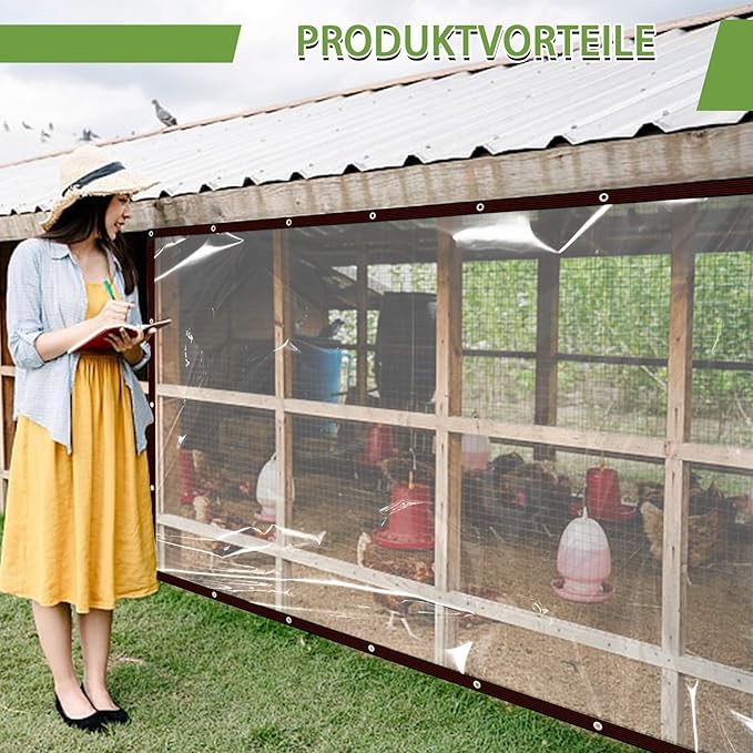 Clear Tarp Waterproof with Grommets 8x12,Heavy Duty PVC Vinyl Tarps Cover,Transparent Tarpaulin Large (Small) for Outdoor/Camping/Plant/Garden/Chicken Coop/Cat Litter