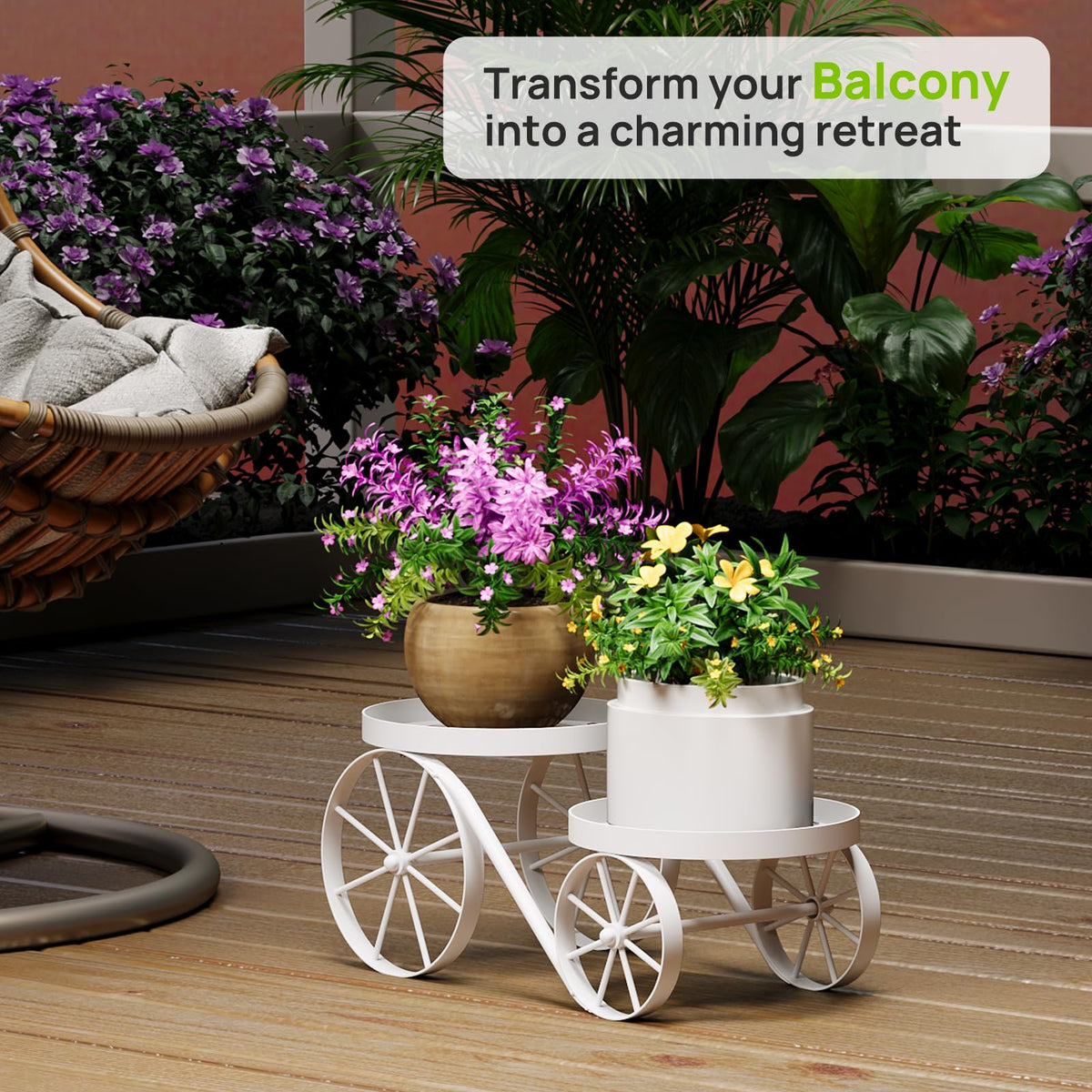 Cute Plant Stand Indoor Outdoor 2-Tier Metal Heavy Duty Flower Pot Holder