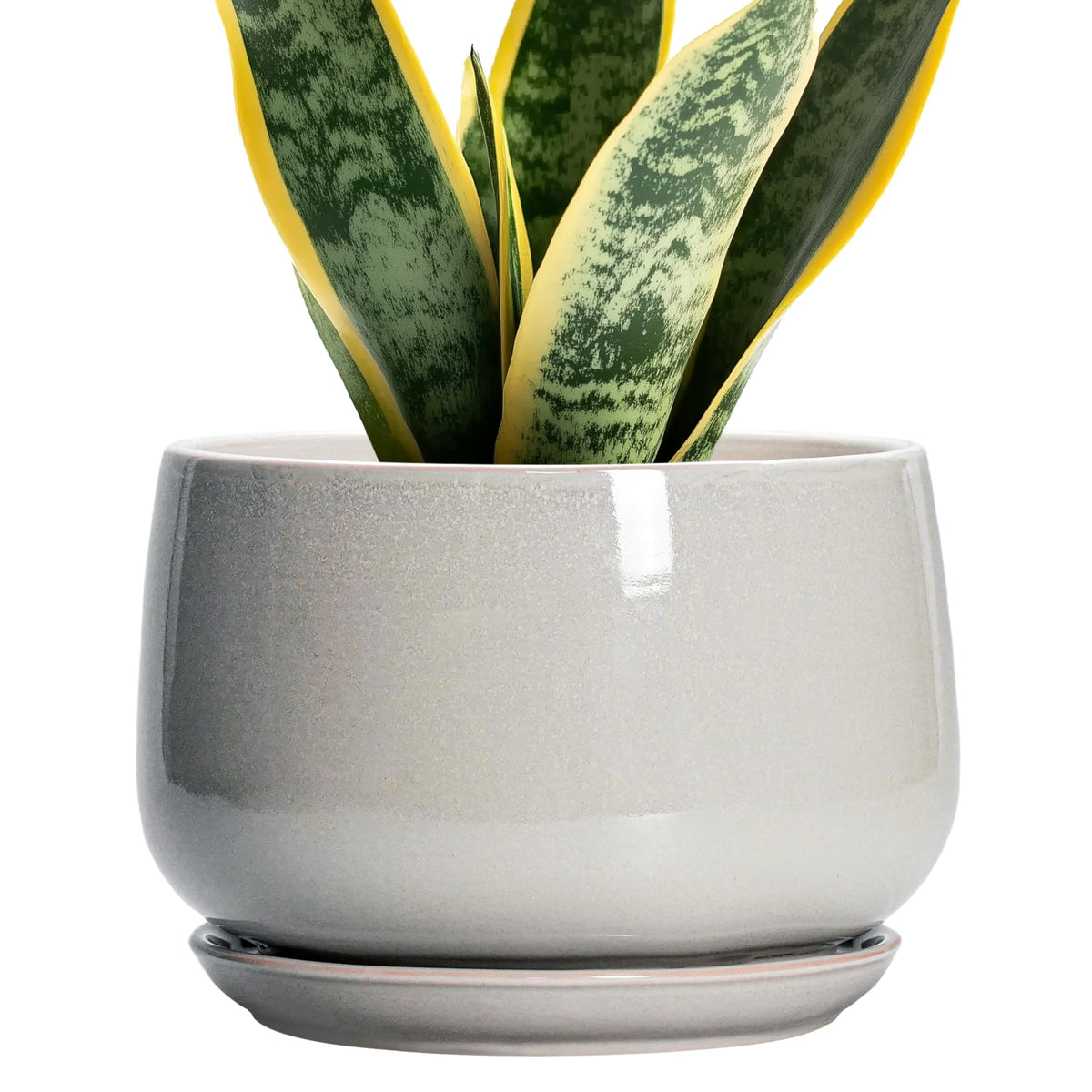 G EPGardening Ceramic Plant Pots, 7 Inch Plant Pot, Light Grey