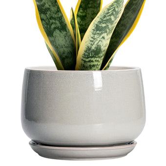 G EPGardening Ceramic Plant Pots, 7 Inch Plant Pot, Light Grey