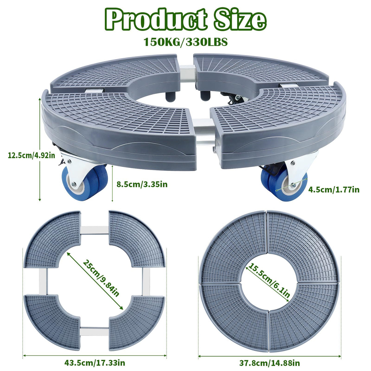 Plant Caddy with Wheels, 15-20 inch Adjustable Rolling Plant Stand, 2 Pack