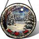 DASTOLL Stained Glass Window Hanging Christmas Tree Winter Snow Night Scenery Large 14.9" - Suncatcher Door Garden Kitchen Sun Catcher Home Decor Birthday for Mom Men Woman Friend
