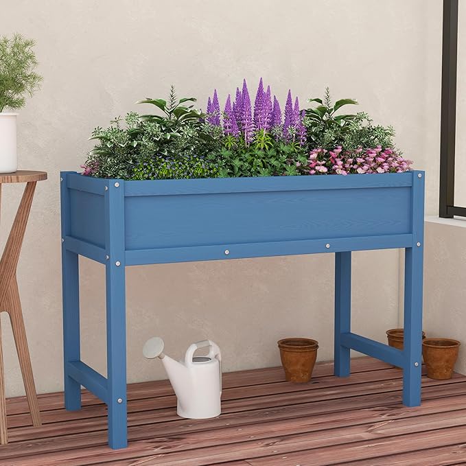 Raised Garden Beds Outdoor with Legs,Outdoor Planter Box，Non-Cracking,Rust Resistantand Rot-Resistant for Vegetable Garden for Backyard, Patio, Balcony Outdoors/Indoors, Navy