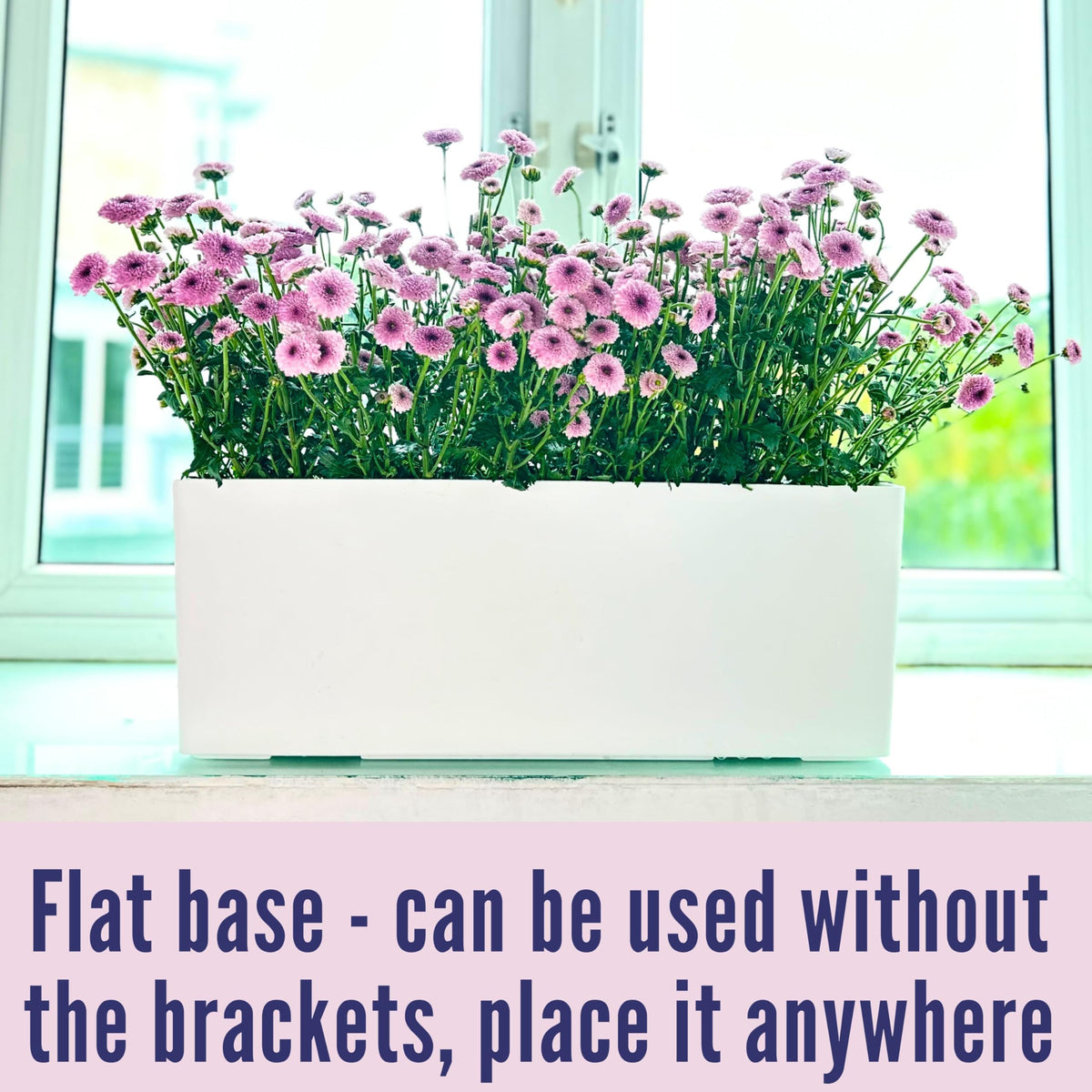 LaLaGreen Railing Planter Box (20 Inch, 4 Pack) White Rectangular Window Flower Boxes with Bracket, Self Watering System Hanging Planter Box for Outdoor Plant Pots Container Deck Rail Fence Balcony