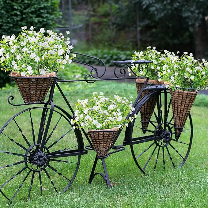 AmyHomie 20 Bundles Artificial Flowers for Outdoor Outside Spring Summer Decoration UV Resistant Faux Flowers No Fade Fake Plastic Plants Garden Porch Window Box Decorating