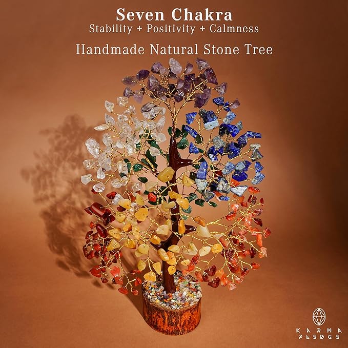 7 Chakra Healing Crystal Tree with Rose Quartz Crystal Necklaces Gifts for Women, Positive Energy, Wealth, Success, Meditation, Home & Office Decor, Spiritual Birthday Gifts for Mom and Loved one,