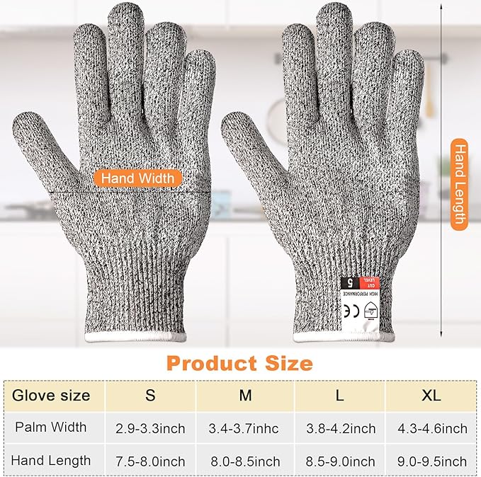 Xuhal 20 Pairs Cut Resistant Gloves Level 5 Protection Cutting Safety Kitchen Anti Cut Gloves for Kitchen (XL)