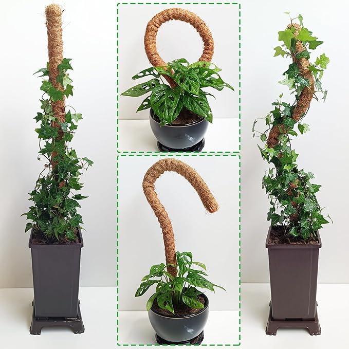 2 Pack 25" Moss Pole, Bendable Moss Pole for Plants Monstera, Moss Poles for Climbing Plants Indoor, Handmade Coco Coir Plant Pole Sticks Support Stakes for Potted Plants