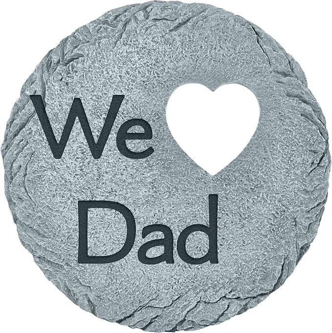 Let's Make Memories Personalized Garden Stone - Resin - Custom Garden Décor - Round Stone with Heart Cutout - for Dad - for Father's Day