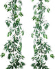 Artiflr 2 Pack Artificial Hanging Leaves Vines, 5.7 Ft Fake Willow Leaves Twigs Silk Plant Vines in Green for Indoor/Outdoor Wedding Decor