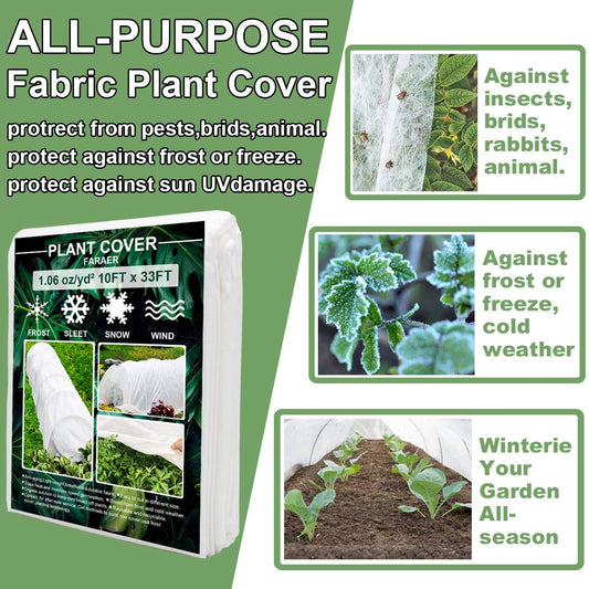 Plant Covers Freeze Protection 10×33ft Row Cover Against Frost Snow